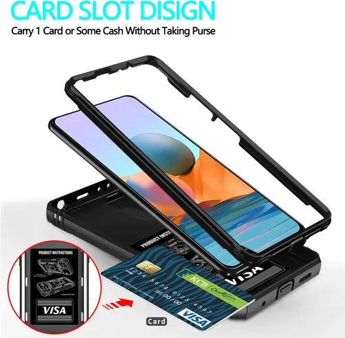 Miniatura 4 de Funda para Xiaomi Redmi Note 10 Pro, Redmi Note 10 Pro MAX con 3 protectores de pantalla de vidrio templado con soporte de anillo integrado + Negro