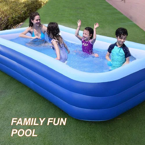 Miniatura 3 de Piscinas inflables, piscina inflable de tamaño completo de 118 x 66 x 21 pulgadas para niños y adultos, piscina familiar duradera, piscina infantil