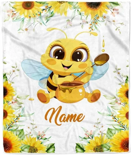 Miniatura 29 de Manta de bebé personalizada con nombre, linda flor de elefante, recién nacido, niña, niños, hija, multicolor 507