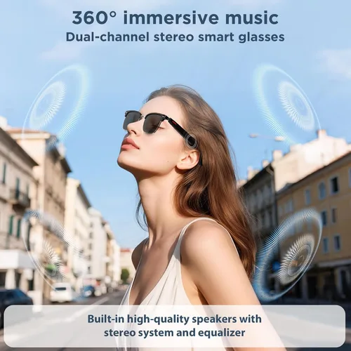 Miniatura 4 de Gafas de sol inteligentes con control de voz, llamadas manos libres y protección UV400, audio HD, micrófono integrado, tiempo de reproducción de 6