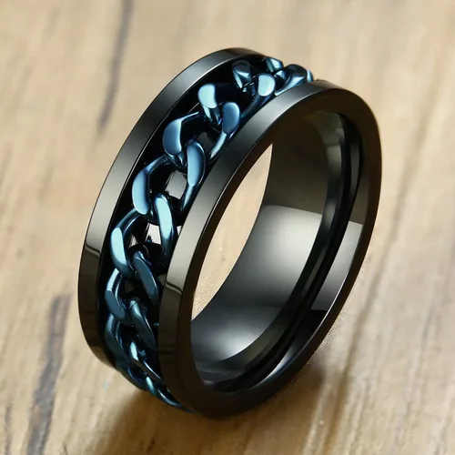 Miniatura 3 de MMTTAO Anillos giratorios para hombre y mujer, anillo de rotación de cadena para hombres y mujeres, 0.315 in de acero inoxidable, anillo entrelazado