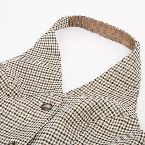 Miniatura 3 de Belle Poque Chaleco vintage para mujer, cuello halter, con botones, chalecos elegantes