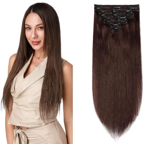 Miniatura 36 de 8Pcs Clip in Hair Extensions Real Human Hair, 140G 18 Inch Ash Blonde Mix Bleach Blonde 18P613
