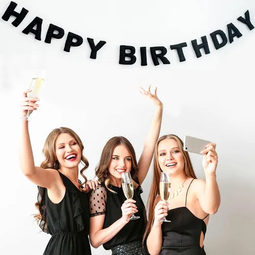 Miniatura 8 de Meygajoe - Cartel de feliz cumpleaños de fieltro preencordado, guirnalda reutilizable, decoración de pancarta de cumpleaños, letrero personalizado