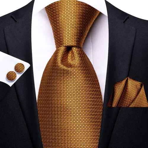 Miniatura 248 de Hi-Tie Corbata clásica de cachemira para hombre con pañuelo y gemelos a cuadros