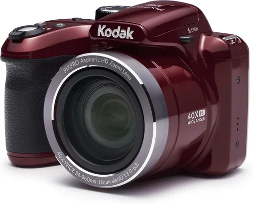 Kodak AZ401RD - Cámara digital de apuntar y disparar con pantalla LCD de 3", Roja Rojo
