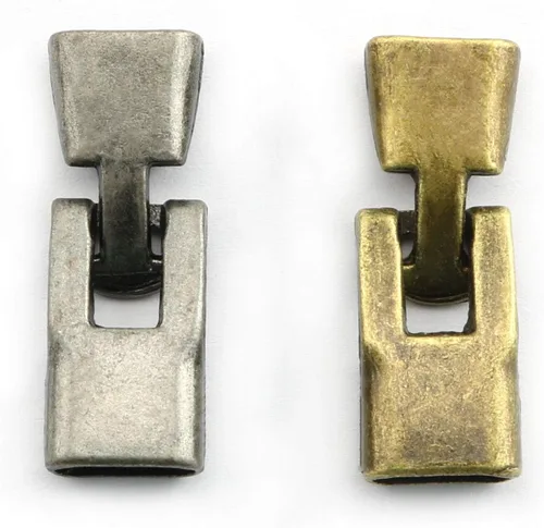 Miniatura 2 de 12 juegos de pulseras de aleación de bronce antiguo y plata antigua con cierre de hebilla plana, tapa de extremo de cordón Connecto para pulsera