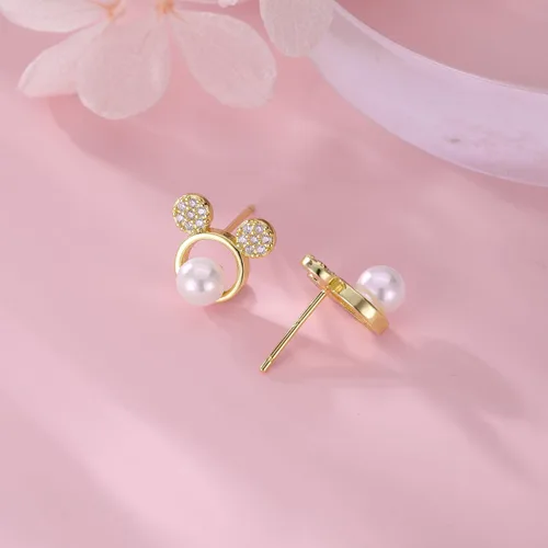 Miniatura 6 de SLUYNZ Solid 925 Sterling Silver Sparkling CZ Mouse Studs Earrings for Women Teens Cute Mouse Earrings