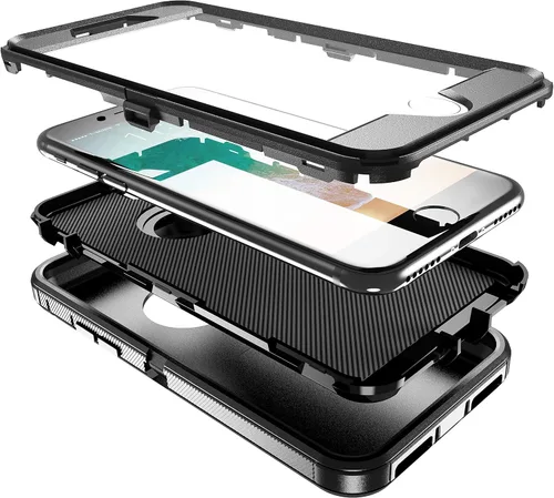 Miniatura 3 de MXX Funda resistente para iPhone 8 con protector de pantalla [sin clip para cinturón] [3 en 1 capas de protección] cubierta de protección de goma