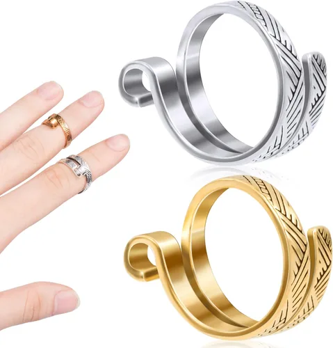 ANCIRS Paquete de 2 Anillos de Bucle de Tejido de Ganchillo para Dedos, Anillo de Tensión de Ganchillo Ajustable, Soportes de Dedo Guía de Hilo de 1