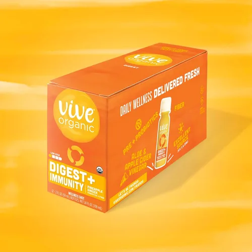 Miniatura 5 de Vive Organic - Shot de refuerzo doble digest + immunity, aloe vera prensado en frío, sidra de manzana, probióticos, 0.07 onzas de fibra, sin gluten