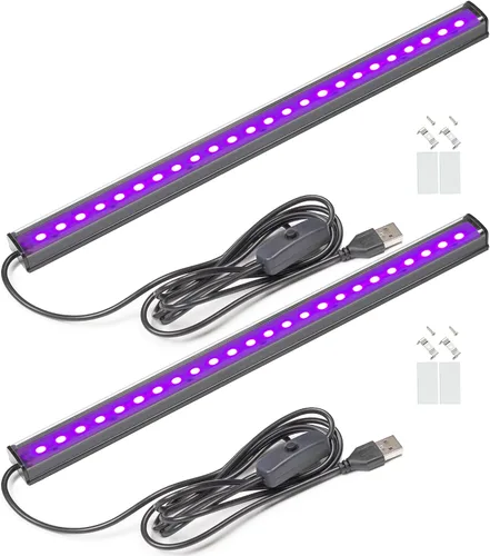 Miniatura 9 de Barra de luz LED negra, tubo de luz negra UV USB de 10 W, 1 pie, suministros de fiesta que brillan en la oscuridad para decoraciones de Halloween