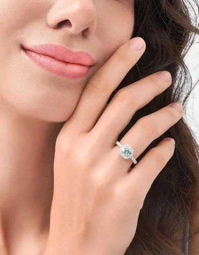 Miniatura 6 de Anillo de compromiso solitario de moissanita de corte redondo de 2 quilates, moissanita de 18 quilates, chapado en oro blanco 925, anillo de promesa