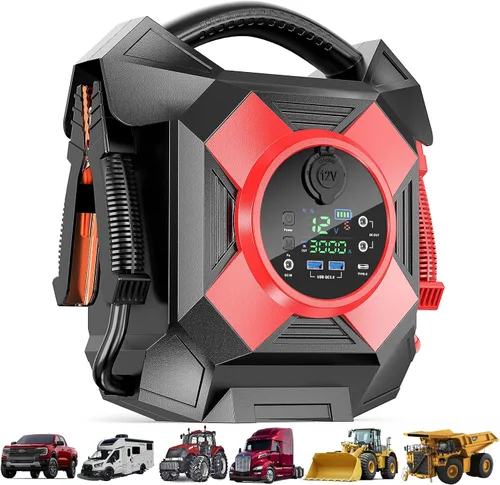 Miniatura 10 de Arrancador de camiones de alta resistencia, CAT797 30000A 12V/24V arrancador de batería portátil, paquete de refuerzo de batería para arranque a