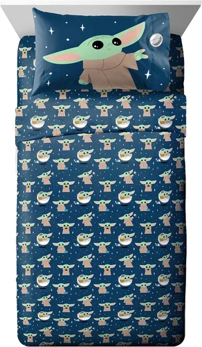 Miniatura 3 de Jay Franco Star Wars The Mandalorian Hello Grogu - Juego de ropa de cama de 7 piezas tamaño matrimonial, incluye edredón y juego de sábanas, ropa