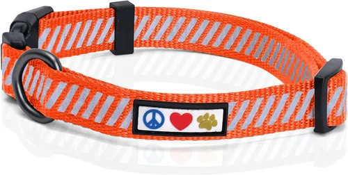 Miniatura 11 de Pawtitas Collar reflectante para perros y cachorros, collar de alta visibilidad con bandas reflectantes, collar ajustable para perro resistente