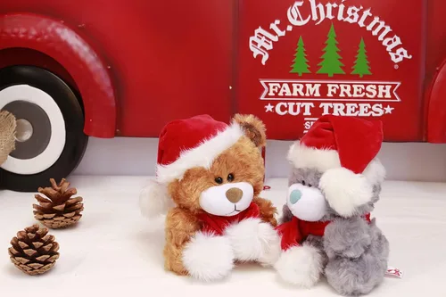 Miniatura 7 de Plushland Adorable oso de peluche suave y peludo, animal de peluche, juguetes de vacaciones, recuerdos de fiesta de Navidad para niños
