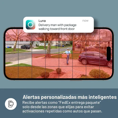 Miniatura 4 de Luna - Cámaras de seguridad inalámbricas para exteriores e interiores, inclinación panorámica de 360°, visión nocturna a color, bombilla LED y foco