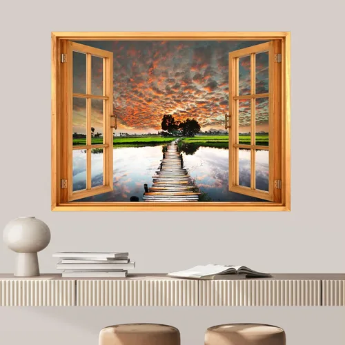 Miniatura 20 de SIGNWIN Adhesivo de pared removible/mural de pared para ventana, vegetación exuberante y árboles iluminados por el sol, fotografía, realismo