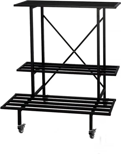 Miniatura 8 de Zhongma Soporte resistente de 3 niveles para plantas que ahorra espacio, soporte para plantas resistente para el hogar, interior y exterior, 35.43