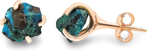 Miniatura 80 de Aretes de piedra preciosa natural en bruto con oro rosa sobre plata de ley 925, 6 a 0.276 in, regalo de piedra de nacimiento de calidad genuina