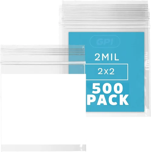 Miniatura 37 de GPI - Mini bolsas con cremallera de 1 x 1 pulgada, paquete de 1000 bolsas de plástico transparente con cierre con cremallera con bloque blanco