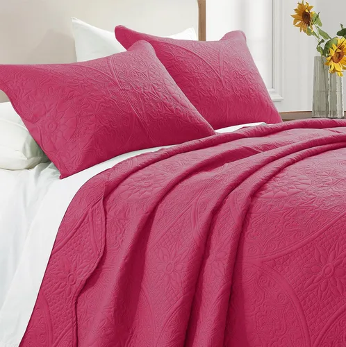 Miniatura 42 de IR Imperial Rooms Velvet Twin Quilt Bedspread Comforter Bedding Set 2 Pcs Diamond Pattern - (68"x86") Bedspread Coverlet + 1 Pillow Shams