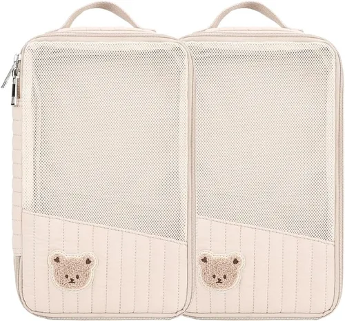 Miniatura 12 de Bolsas organizadoras para pañales para bebé, paquete de 2 bolsas impermeables para colgar pañales, bolsa de malla de oso de conejo, reutilizable