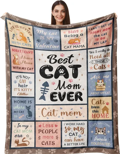 Regalos de mamá de gato Henazin para mujeres, manta temática de gatos para mujeres de 60"X50", regalo para amantes de gatos para mujer/niña/dama,