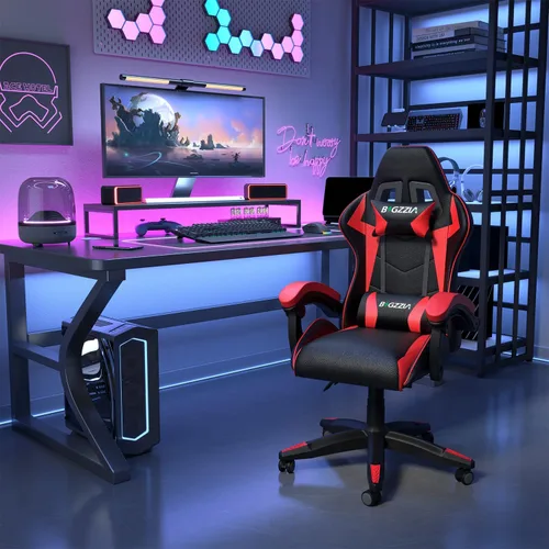 Miniatura 2 de Bigzzia Silla de juegos con cojín térmico, sillas ergonómicas de videojuegos con almohada y soporte lumbar, silla de computadora ajustable en altura