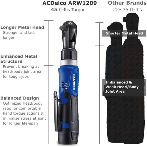 Miniatura 3 de ACDelco ARW1209-K16 Serie G12 12V Li-ion Inalámbrico 3/8" Llave de trinquete y taladro compacto Kit de herramientas combinado