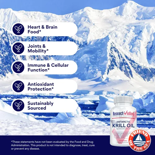 Miniatura 3 de Research Verified Aceite de krill antártico, mejora la función cardíaca, aumenta la cognición, 2000 mg, 360 cápsulas blandas, suministro para 6
