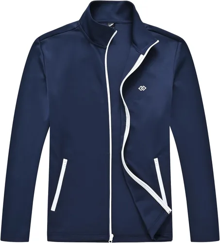 Miniatura 4 de MoFiz Conjunto deportivo para hombre, manga larga, casual, con cremallera completa, para correr, deportivo, 2 piezas