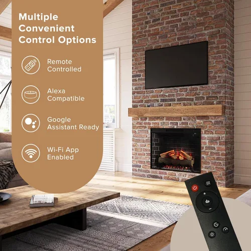 Miniatura 8 de Modern Ember Uptown - Inserto de chimenea eléctrica inteligente de 33 pulgadas con control remoto, compatible con Alexa - Calentador eléctrico