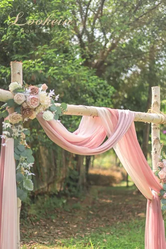 Miniatura 3 de Lookein Cortinas de arco para boda, fiesta, recepción, telón de fondo, cenador de boda, 3 paneles de 30 pulgadas de ancho, 6.5 yardas, rosa rosa