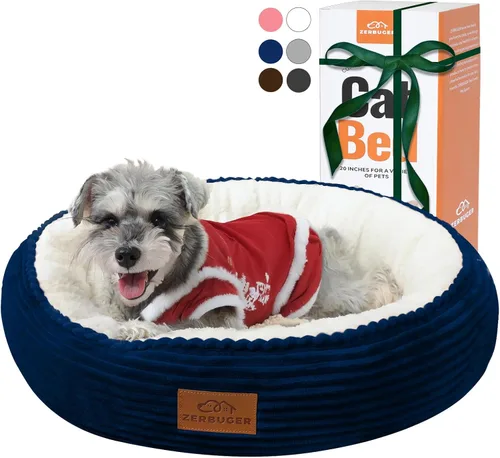 Miniatura 10 de Zerbuger Camas lavables de 20 pulgadas para gatos de interior, cama redonda en forma de dona para mascotas, para gatos, perros pequeños, cachorros