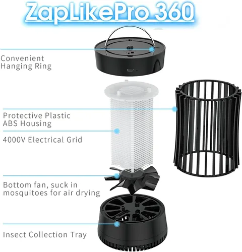 Miniatura 2 de AICase Lámpara Matamosquitos Recargable Electrónica USB Portátil/Matamosquitos Eléctrico para Viajes de Verano, Campamento al Aire Libre, Patio