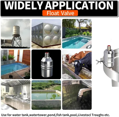 Miniatura 7 de Válvula de flotador de acero inoxidable 304 de 1/2 pulgada con control automático de nivel de agua para tanque de agua, canal de ganado, piscinas
