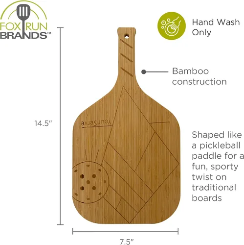 Miniatura 4 de Fox Run Your Serve Pickleball Paddle Charcutería, 14.5 x 7.5 pulgadas, tablas para servir queso de bambú