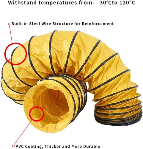Miniatura 3 de Tubo flexible de PVC de 16 pies con gancho en S y soporte de acero HAVC para ventilador de 8 pulgadas ventilador y ventilador de escape