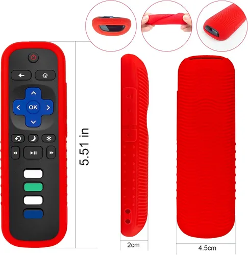 Miniatura 7 de Juego de 3 fundas de silicona para control remoto Roku TV Piel de silicona lavable que brilla en la oscuridad, compatible con controles remotos