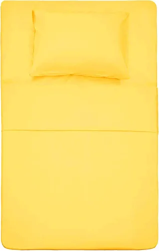 Best Season Juego de sábanas de algodón tamaño individual (color amarillo) 3 piezas, juego de sábanas 100% algodón con funda de almohada sobre y