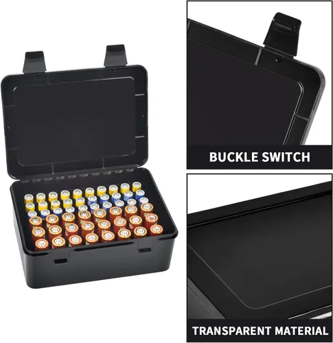Miniatura 2 de ALCYON Caja Organizadora de Almacenamiento de Baterías, Estuche Soporte de Garaje para 24* AA, 30* Baterías AAA