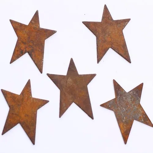 Miniatura 11 de Paquete de 36 recortes de estrella de hojalata oxidada, estrellas de metal oxidadas para manualidades – Primitivo, rústico campestre, manualidades