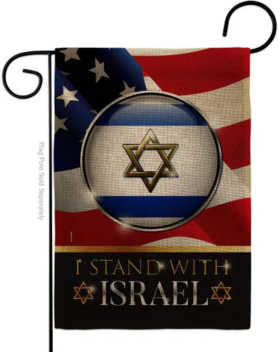 Israel Flag Tapiz de arpillera con texto en inglés "I Stand with Israel" (Estoy con Israel), tapiz de arpillera de Estados Unidos, póster al aire