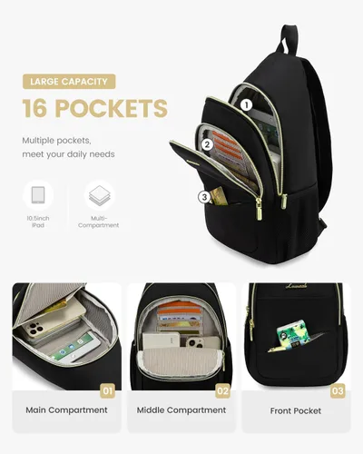 Miniatura 4 de LOVEVOOK - Mochila convertible tipo bandolera para mujeres, pequeña, para pañales, senderismo, resistente al agua, para viajes, al hombro y al Beige