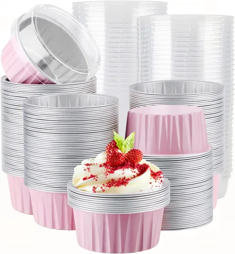 Miniatura 44 de EUSOAR Forros para cupcakes para hornear, 50 forros para magdalenas de 5 onzas, moldes de papel de aluminio desechables, recipientes de postre, 5