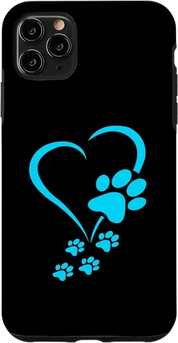Funda para iPhone 11 Pro Max con estampado de patas de perro, diseño de patas de perro, corazones, pata de perro