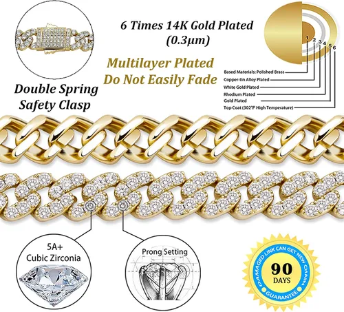 Miniatura 2 de TOPGRILLZ Ankle Bracelets for Women Gold Jewelry Cuban Anklet for Women Cuban Link Anklet 8mm 14K Gold Plated Fashion Foot Gift 7", 8,9,10,11