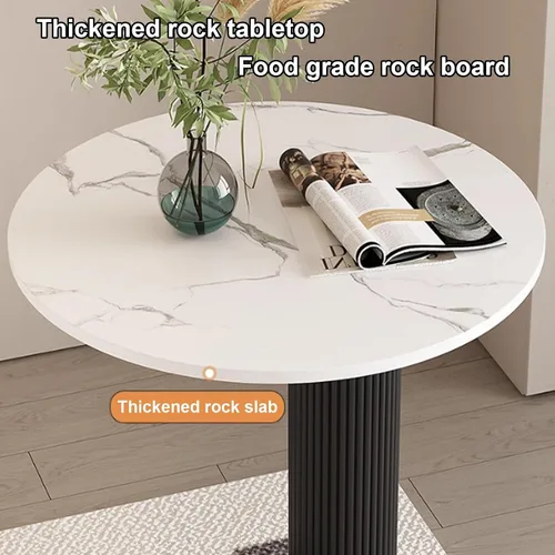 Miniatura 6 de Sude Table Mesa auxiliar auxiliar para sala de estar, mesa auxiliar con patrón de mármol, la parte superior redonda es fácil de montar, fácil